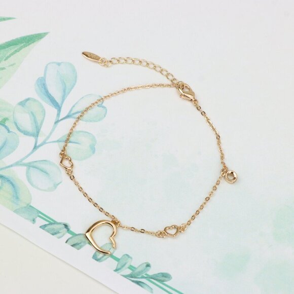 "Delicate Rose Gold Heart Bracelet with Adjustable Chain Extender, XPBL0863 - Picture 9 of 12